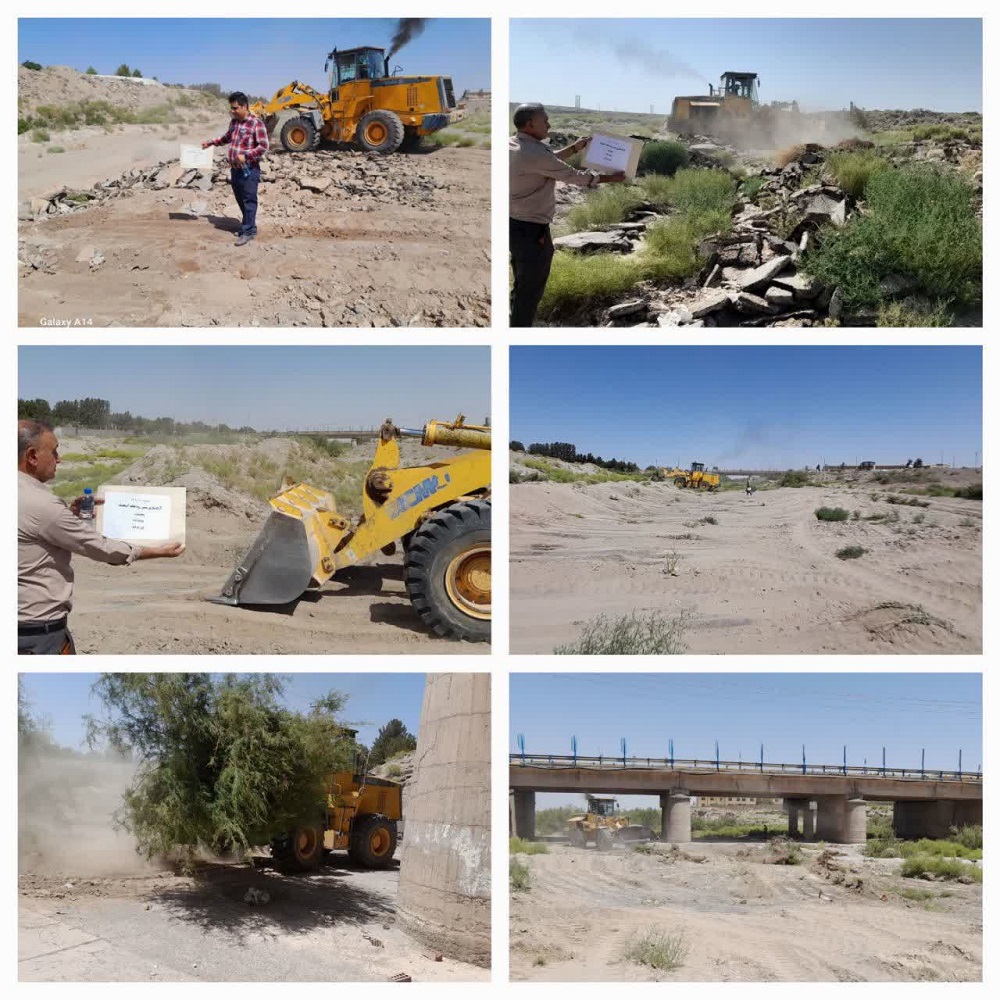 آزادسازی و بازگشایی یک هکتار از مسیر رودخانه آببخشاء شهرستان بردسیر